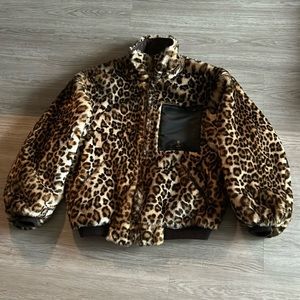 R13 leopard faux fur jacket